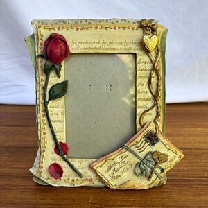 1998 FIGI Locket & Love Letter Resin Floral Hearts Vintage Photo Frame 3.5x5
